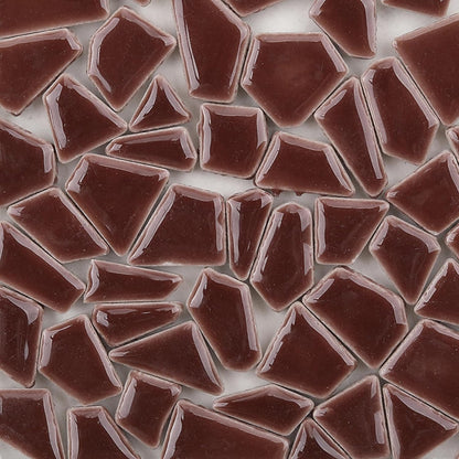 Mosaic Tiles Triangles Trapezoids Polygons Ceramic Crystal Mosaic Glass Tile for Crafts Bulk DIY Picture Frames Handmade Jewelry Coasters Art Material Decoration,Irregular Size, 200g (Brown)