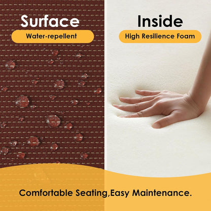 Outdoor Square Corner Seat Cushion, 18.5"x16"x3", Set of 4, Non Slip Seat Cushion Pads with Removable Cover for Patio Furniture, Garden Yard Lawn, Tan Dotted Red Base