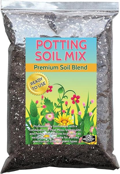 Premium Potting Soil Mix with Peat Moss, Vermiculite, Perlite (Made in USA) (4 Dry Quarts)
