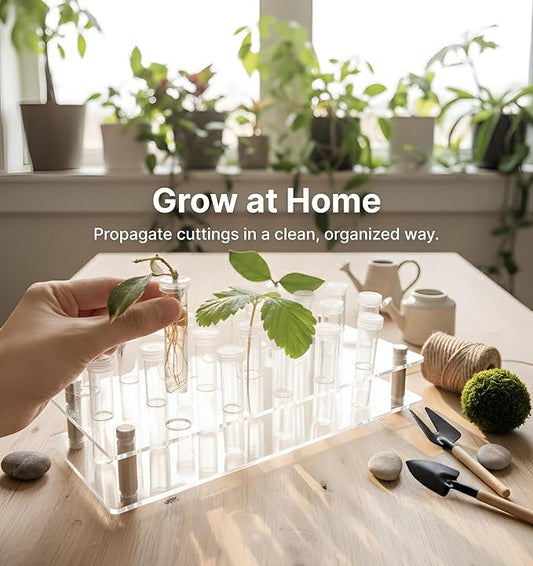 Plant Propagation Station, 24 Floral Tubes, Floral Arrangement Kit, Modern Acrylic Desktop Rack with Propagation Tubes for Hydroponics Rooting Cuttings, Bud Vase Holder, Plant Lover Gift