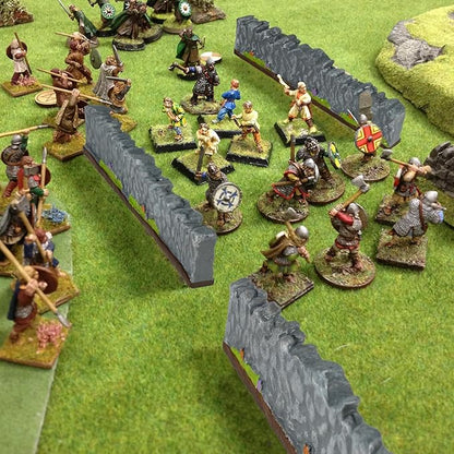 Warmtree Dungeon Walls 8 Pcs Miniature Stone Wall, Mini Fence Wall for Terrain Building Accessories Fairy Garden Resin Decorative Picket Fence Stone Wall DIY Wargame Terrain Model Diorama(Stone Walls)