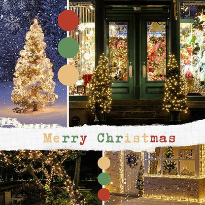 Upgrade 2Pack 200LED Solar String Lights for Outside, 66FT Solar Christmas String Lights Outdoor with 8 Modes, IP65 Waterproof Outdoor Twinkle Light, Garden Xmas Tree Christmas Decoration, Warm White