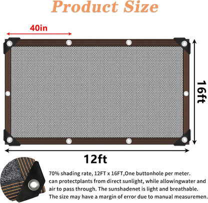 Shade Cloth - for Plants Greenhouse, 70% Sunblock Shade Sails -for Outdoor Garden Pergola Patio Lawn Sun Protection Neting Cover for Kennel Chicken Coop Easier to Hang Plant Cover