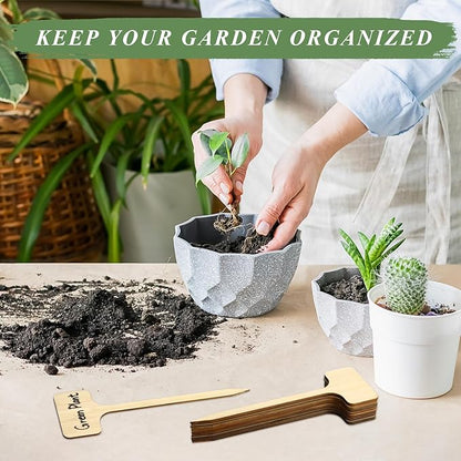 20 Pieces Extra Long Plant Labels, 7 inch Bamboo T-Type Plant Tags for Indoor Outdoor Garden Plants, Flowers Vegetables Fruit Herb Label Name Stakes Signs (7" x 2.28" x 0.07")