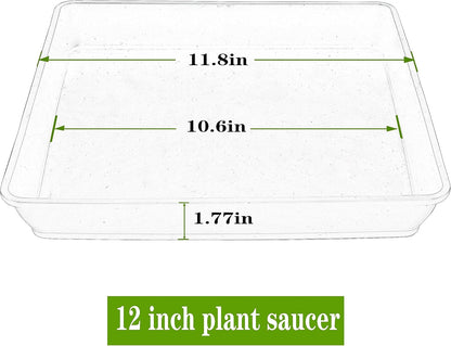 Square Plant Saucer 12 Inch 5 Pack, Plastic Plant Water Dray Tray, Flower Pot Saucers, Square Planters for Indoors and Outdoors Plants, Garden Saucer for Plant Pots Black.
