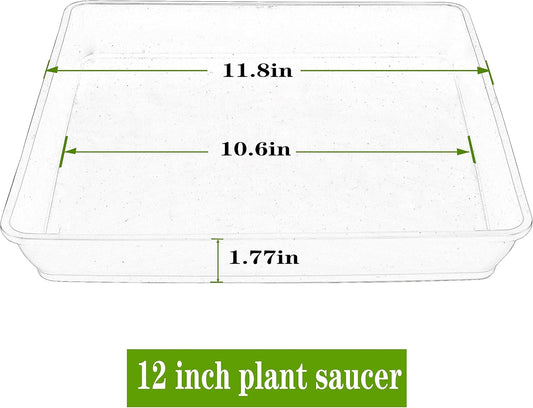 Square Plant Saucer 12 Inch 5 Pack, Plastic Plant Water Dray Tray, Flower Pot Saucers, Square Planters for Indoors and Outdoors Plants, Garden Saucer for Plant Pots Black.