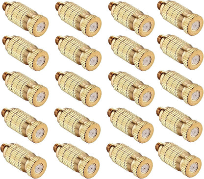 20pcs High Pressure Atomizer Nozzle Brass Misting Nozzles for Outdoor Cooling System, Landscaping, Greenhouse Irrigation, Air Humidification, Anti-Drip Fogging Spray Head(0.02"/0.5mm)