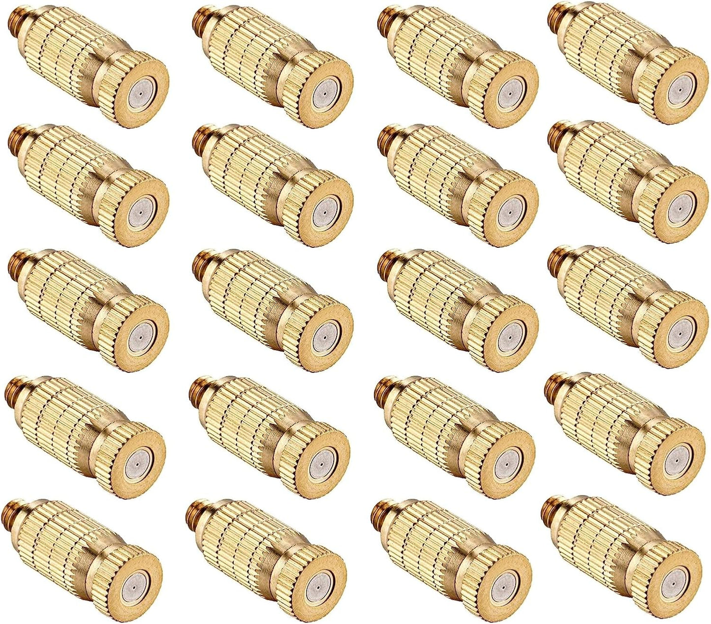 20pcs High Pressure Atomizer Nozzle Brass Misting Nozzles for Outdoor Cooling System, Landscaping, Greenhouse Irrigation, Air Humidification, Anti-Drip Fogging Spray Head(0.008"/0.2mm)