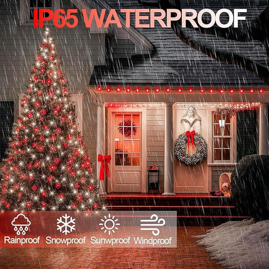 6 Pack 270FT Solar Christmas Lights Outdoor Waterproof, Super Bright 480 LED Solar String Lights with 8 Lighting Modes, Green Wire Twinkle Tree Light for Outside Xmas Party Decor (Red and White)
