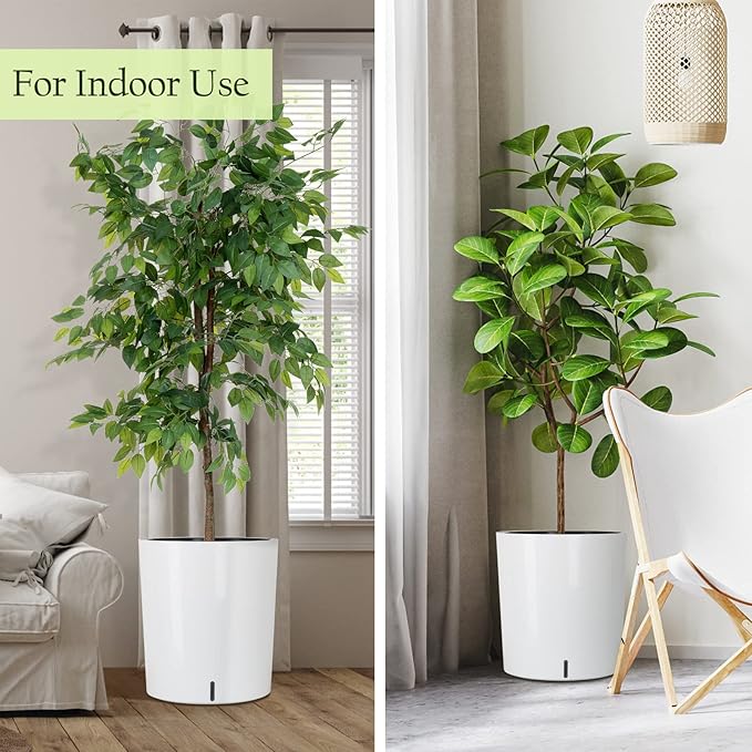 SAROSORA Large Round Self Watering Planter Pot 12.5'' for Home Garden Patio Tall Tree