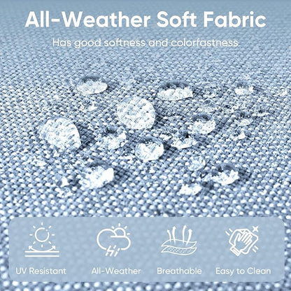 Outdoor Wicker Chair Cushions 2 Packs - Outside High Back Thick Water-Resistant Cushion 22x24 with Zipper Cover for Patio Glider Rocking Chairs Loveseat Couch – Baby Blue/Buckle