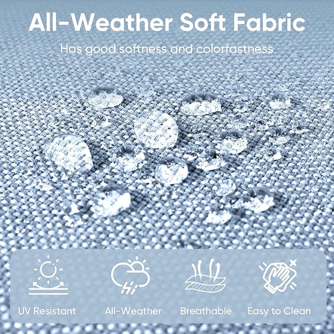 10-Piece Outdoor Patio Cushion Set - Fade & Water Resistant with Removable Olefin Cover, 22x24x4 Inch Memory Foam Cushions for Wicker Sectional Sofa – Baby Blue/Buckle