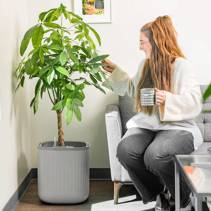 Vego garden Self Watering Pots Home Planters with Water Gauge for Effortless Indoor Plants Fog Gray