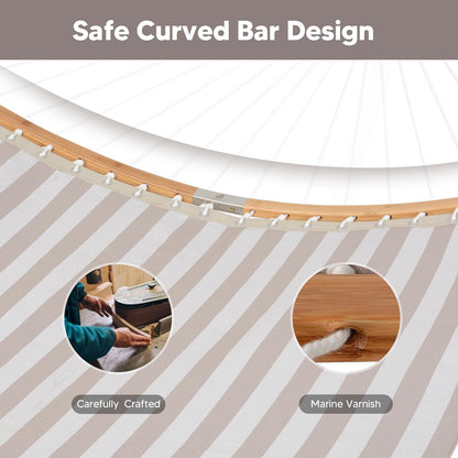 SUNCREAT Hammocks 14 FT Quick Dry Hammock Double Size with Spreader Bar, 2 Person Hammock for Outdoor Patio Yard Poolside, 450 lbs Capacity, Light Gray