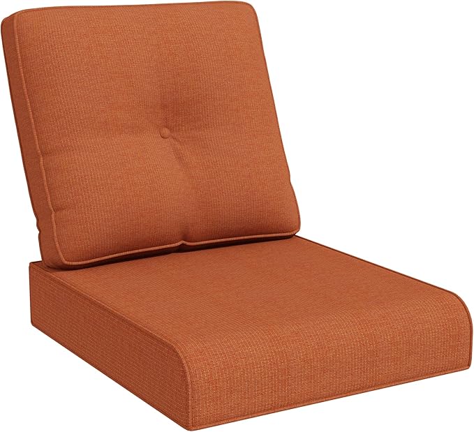 Joyside Outdoor Chair Cushions Set, 22x25/22x24 Inch Patio Furniture Deep Seat Cushions, Water Resistant & Thick Cushion, Outdoor Replacement Cushions for Seat and Sofa (Orange, 1 Set)
