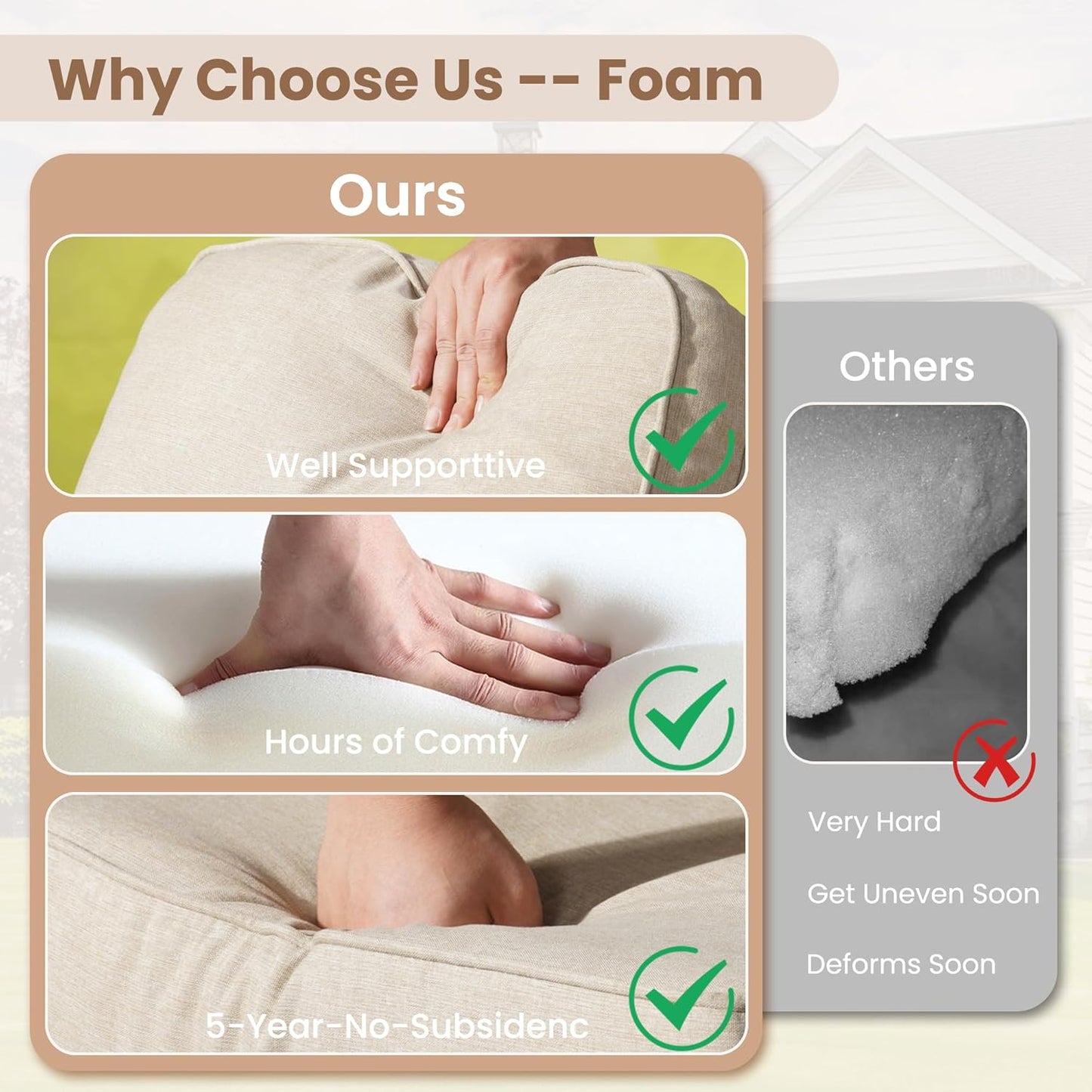 HOOOWOOO Patio Furniture Set,3 Pieces Outdoor Conversation Set,All Weather Wicker Bistro Set Yard Porch High Back Chairs Side Table,Beige