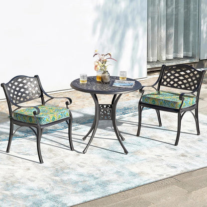 LVTXIII Patio Chair Cushions 22"x22"x3", Water-Repellent Outdoor Seat Cushions for Patio Furniture, Square Chair Pads with Ties for Home Garden Decoration, Set of 2, Damask Green