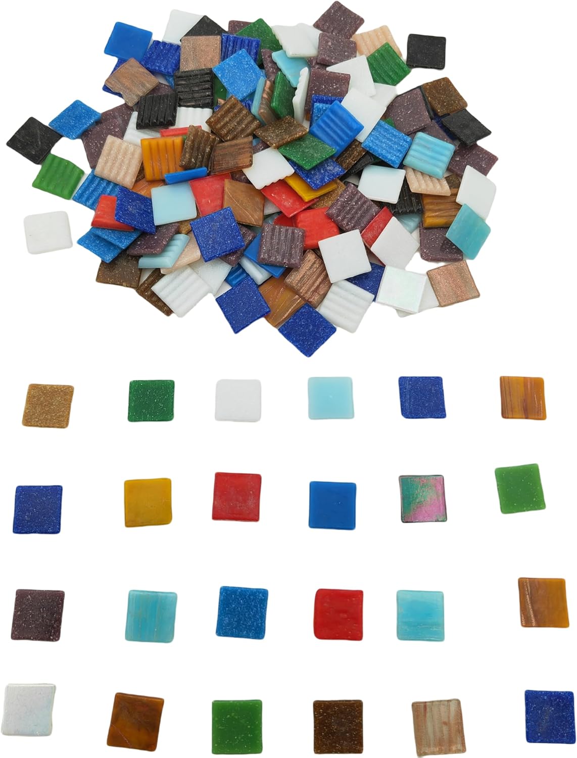 3/4 inch Quartz Glass Mosaic Tiles for Crafts, 1.1 LB, Square Mosaic Pieces for DIY Picture, Home Mosaic Decoration (Mixed Color)