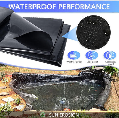 ToLanbbt Pond Liner 20 x 25.2 Ft HDPE Pond Liners, 20 Mil UV Resistant Preformed Pond Liner Easy Cutting, Pond Liner for Natural Looking Ponds, Waterfall, Koi Pondsand Water Garden (Black)