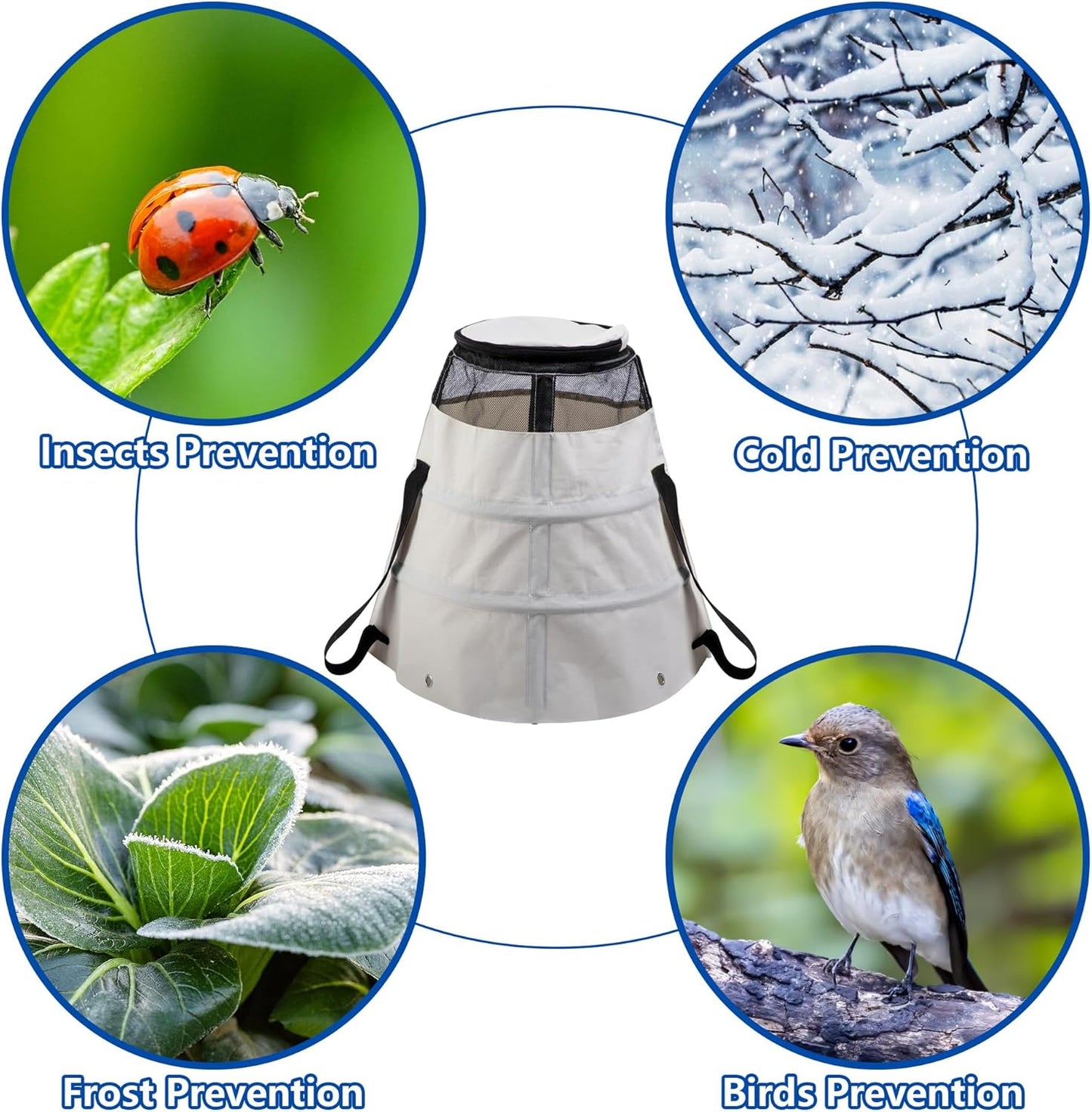 2 Pcs Winter Rose Protective Cover, 600D Winter Rose Cones Protection with Stakes, Reusable Freeze Protection Roses Collar for Protecting Outdoor Plants from Wind Frost Animal Eating