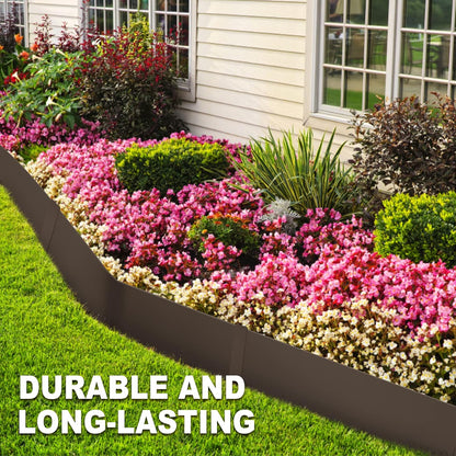 Steel Landscape Edging 40 Inch Strips, Steel Edging 4 Inch Depth, 6 Pack Hammer in Landscape Edging, Metal Landscape Edging, Metal Edging for Landscaping（Brown