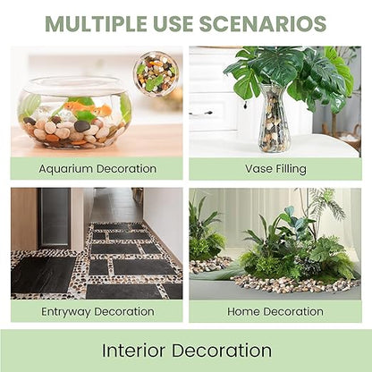 SIDONG 5 LB Mixed River Rocks, 0.3-0.5 Inches High Polished Pebbles for Indoor Plants, Aquarium Rocks Used in Fish Tank, Decorative Stones for Plants, Vases, Home Décor, Crafting, Garden Landscaping