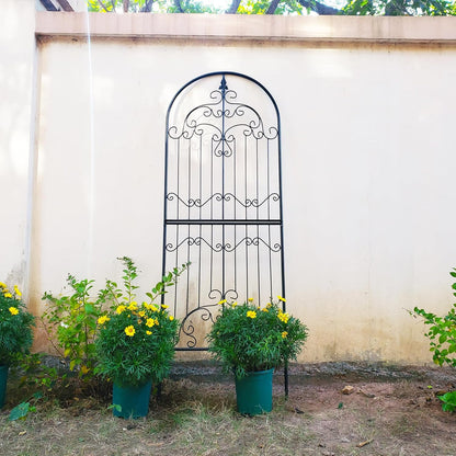 Trellis for Climbing Plants 70.8" H x 25.6" W Metal Wrought Iron Outdoor Wall Panel for Vines Flowers Elegant Accent Decorative Garden Structure