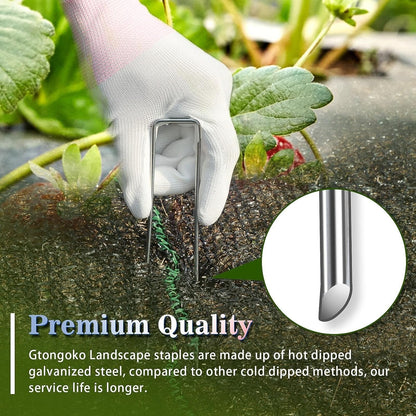 Gtongoko 500 Pack Galvanized Landscape Staples Garden Stakes Plant Cover Stakes 6 Inch 11 Gauge SOD Staples Ground Stakes for Landscaping Securing Weed Barrier Fabric