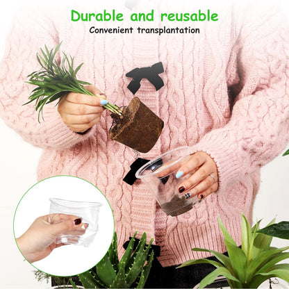 60 Pack 4 Inch Clear Nursery Pots with Drainage Holes, Transparent Plastic Plant Pot, Reinforced Seed Starter Pots Flower Pots Come with 50pcs Plant Labels