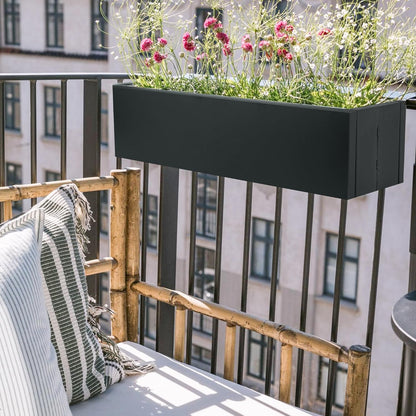 Metal Railing Planter Box, 30 Inch Balcony Planters with Adjustable Brackets, Large Hanging Planters for Outdoor Fence Deck