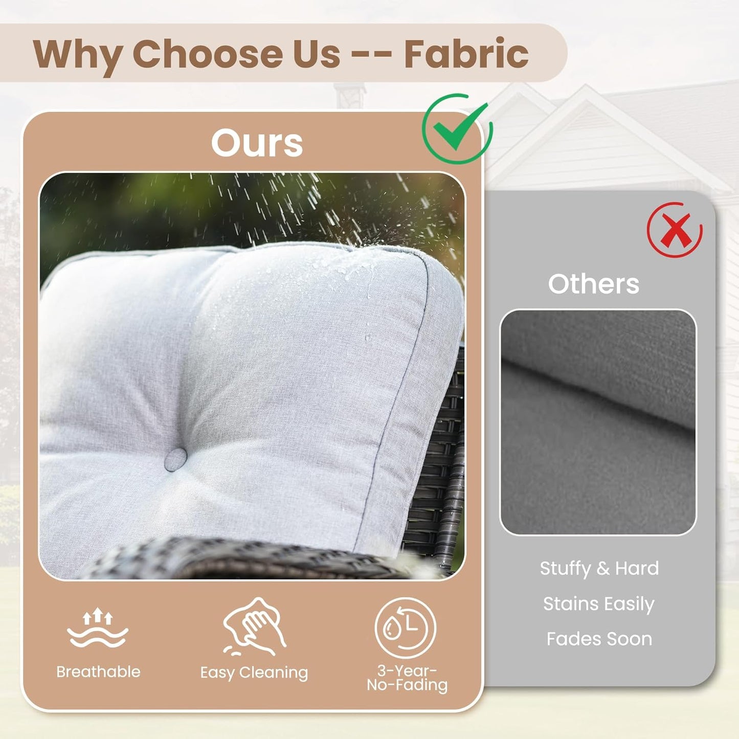 HOOOWOOO Patio Furniture Set,8 Pieces Outdoor Conversation Set,All Weather Wicker Loveseat Sofa Set with High Back Swivel Rocking Chairs Tables,Light Gray