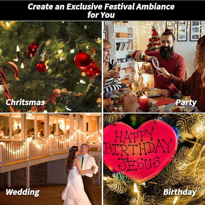 2 Pack Solar Christmas Lights Outdoor, 72FT 200 LED Solar String Lights with 8 Lighting Modes, IP65 Waterproof Solar Lights Outdoor for Xmas Garden Party Tree Decor