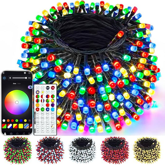 240LED Smart Color Changing Christmas Lights App Controlled, 95FT Waterproof RGB Twinkle String Light Music Sync Multiple Modes, Christmas Lights with Remote & Timer Indoor Outdoor Xmas Decorations
