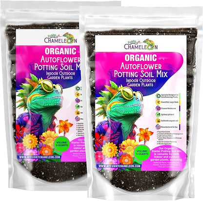 Organic Autoflower Potting Soil Mix – Ready-to-Use Living Soil, No Fertilizers Needed – Balanced Nutrients, Light Texture, Excellent Drainage, Boosts Germination & Root Growth (10 quarts)