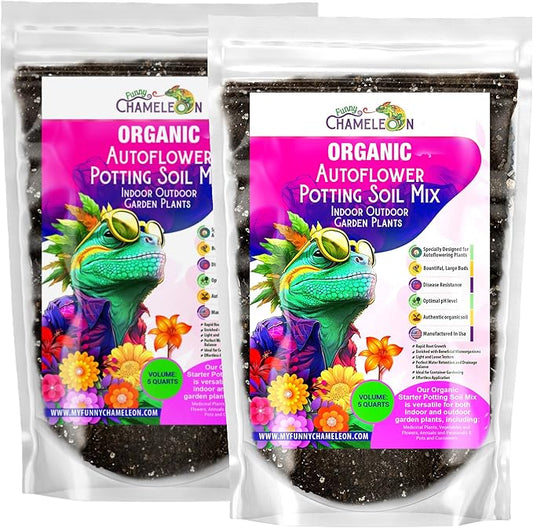 Organic Autoflower Potting Soil Mix – Ready-to-Use Living Soil, No Fertilizers Needed – Balanced Nutrients, Light Texture, Excellent Drainage, Boosts Germination & Root Growth (10 quarts)