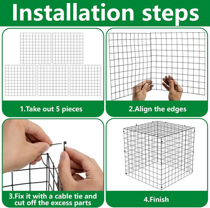 Adnee 7 Pack Wire Plant Protector with Cover-12x12x12 Inch Detachable Square Wire Cages to Prevent Animals-Metal Garden Plant Protector Cages for Protecting Plants Vegetables Flowers
