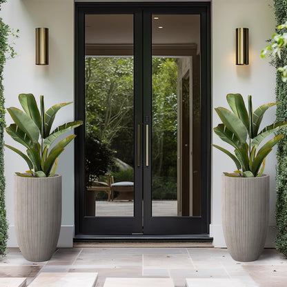 Kante 24 Inch Tall Round Concrete Planter, Large Indoor Outdoor Plant Pots with Drainage Hole and Rubber Plug, Modern Decorative Garden Pots for Home Patio Porch, Textured Weathered Concrete