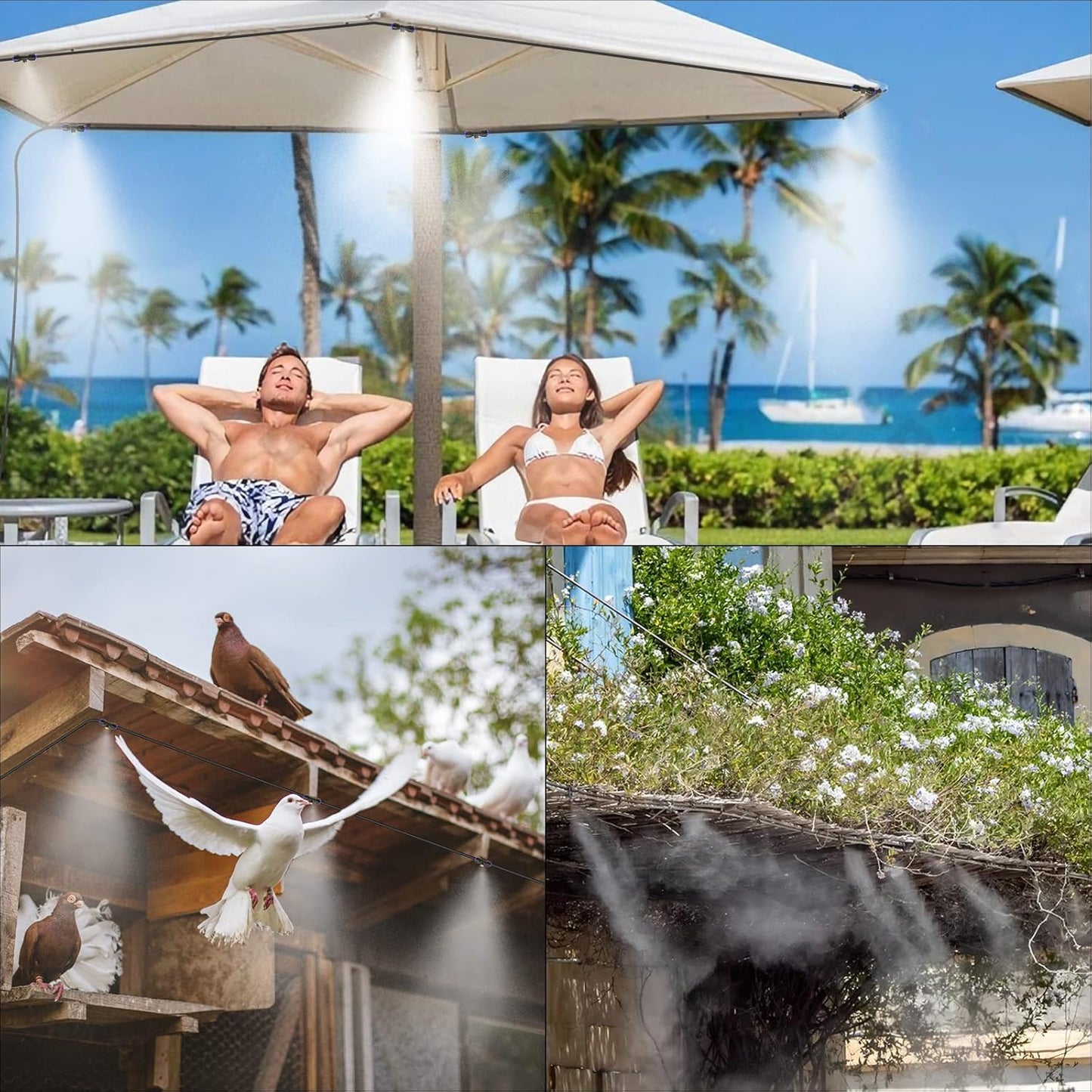 Misting System with Water Filter - Upgraded Signice 26 Ft (8M) Line & 7 Brass Mist Nozzles Outdoor Misters for Patio Cooling Mister Systems Kit for Outside Garden Backyard Greenhouse (Black)