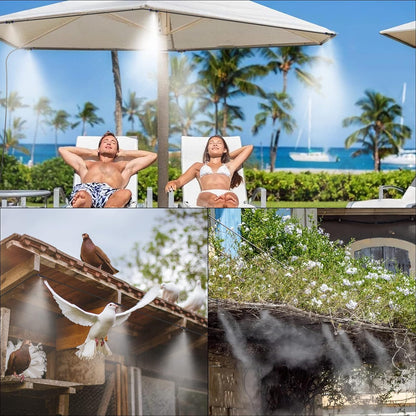 Misting System with Water Filter - Upgraded Signice 65 Ft (20M) Line & 15 Brass Mist Nozzles Outdoor Misters for Patio Cooling Mister Systems Kit for Outside Garden Backyard Greenhouse (Black)