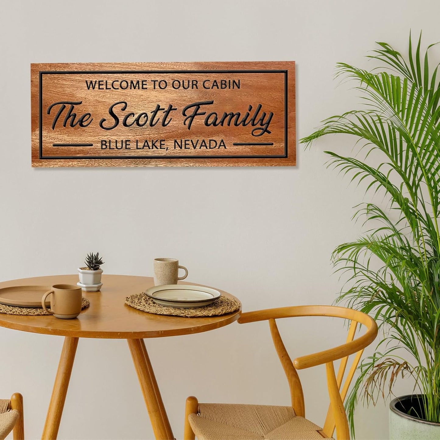 Personalized Carved Cabin Wood Sign Custom Family Name Sign Wooden Wall Decor Cabin Welcome Sign Anniversary Wedding Housewarming Gift