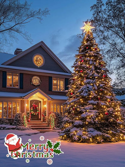 2 Pack Super Long Solar Christmas Lights Outdoor Waterproof, 400 LED 144FT Solar String Lights with Green Wire 8 Lighting Modes, Mini Led Twinkle Light for Xmas Tree Fence Yard Party Decor, Warm White