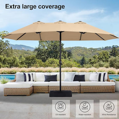 MASTERCANOPY Patio Outdoor Umbrella,15FT Double Sided Large Umbrella with Base