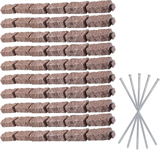 Beuta Landscape Edging | Garden Edging Border | Faux Stone Bricks for Lawn edging, Flower beds, Pathways & Yard Edging– 10 Packs | Each Section Has 6 Bricks 48"L x 4"W x 2.25"H | 30 Spikes|Cobblestone