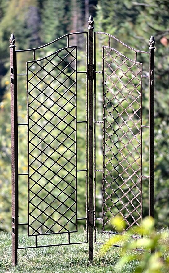 H Potter Large Trellis for Climbing Plants Wrought Iron Metal 2 Panel Ivy Garden Privacy Screen Patio Deck