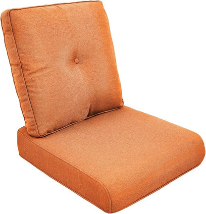 Outdoor Chair Cushions for Patio Furniture - 1 Pack Outside High Back Thick Water-Resistant Cushion 22x24 with Zipper Cover for Wicker Glider Rocking Chairs Loveseat Couch – Orange/Buckle