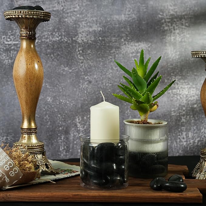 StoneCreek 12 LBS River Rocks, Large Size, Decorative Garden Stones for Plant Landscaping, Polished Gravel Filler Pebbles for Home Decoration, Vases, Succulents(Black Pebbles)