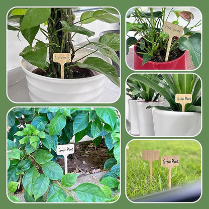 20 Pieces Extra Long Plant Labels, 7 inch Bamboo T-Type Plant Tags for Indoor Outdoor Garden Plants, Flowers Vegetables Fruit Herb Label Name Stakes Signs (7" x 2.28" x 0.07")