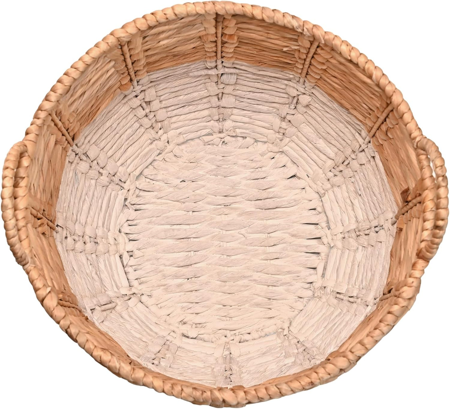 happimess BSK1003E Laurel 19.49" Bohemian Handwoven Abaca Hamper Basket with Handles, Seagrass Container for Decoration in Bedroom, Living Room, Laundry Room, Entryway, Natural, Natural/White