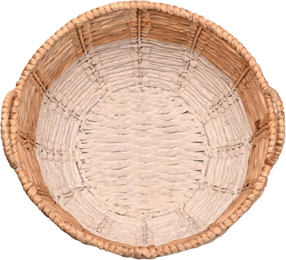 happimess BSK1003E Laurel 19.49" Bohemian Handwoven Abaca Hamper Basket with Handles, Seagrass Container for Decoration in Bedroom, Living Room, Laundry Room, Entryway, Natural, Natural/White
