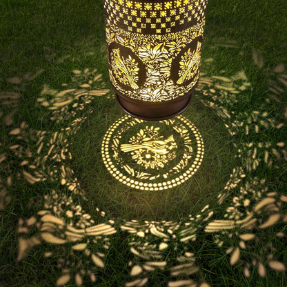 Solar Bird Light Outdoor Waterproof LED Garden Light, Women's Holiday Gift, with Hollow Iron Art, Retro Lawn Landscape Projection Light, Used for Courtyard Decoration (Waxwing Bird)